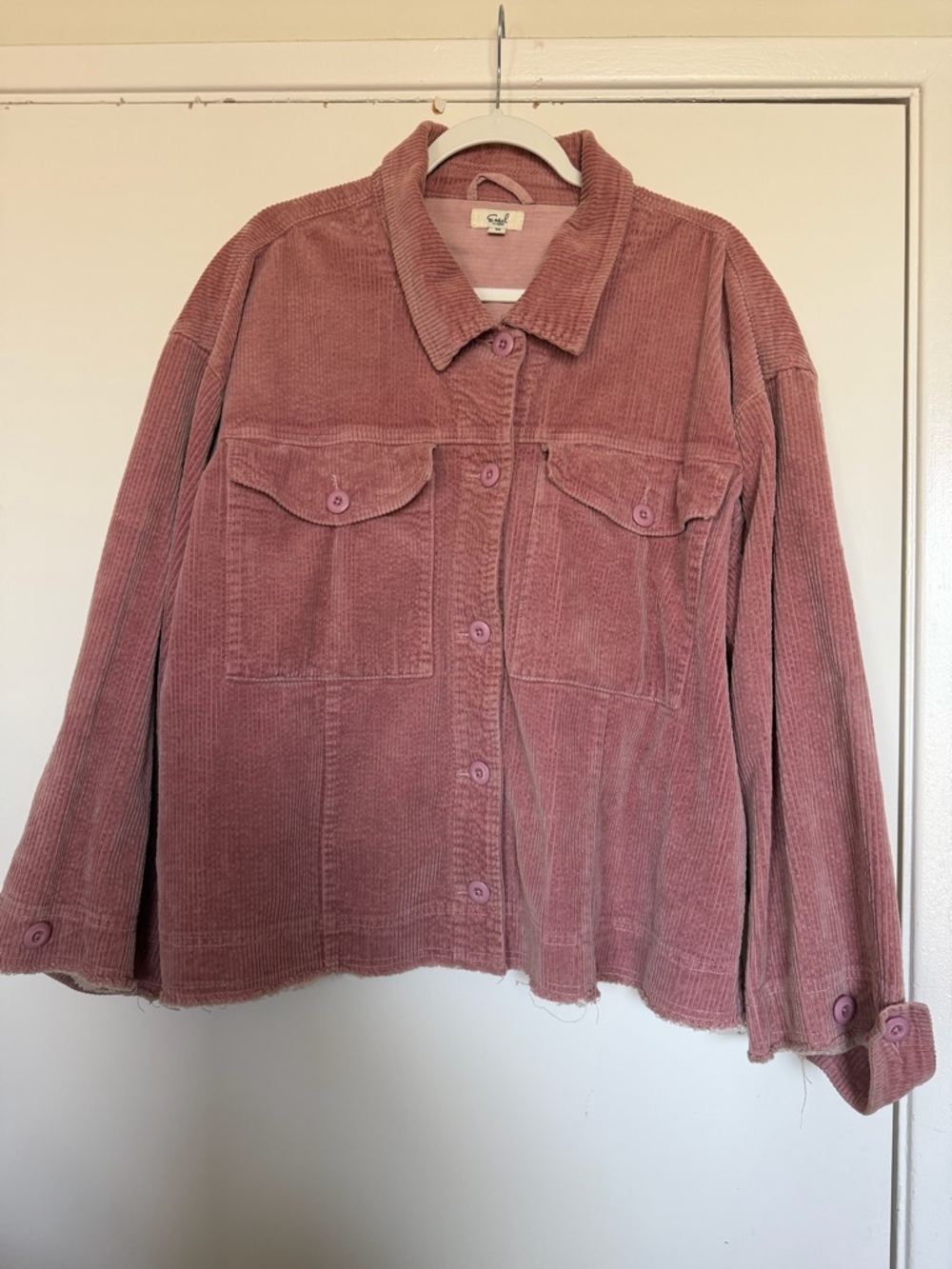 Easel Los Angeles Corduroy Button-Front Jacket - Dusty Rose size M